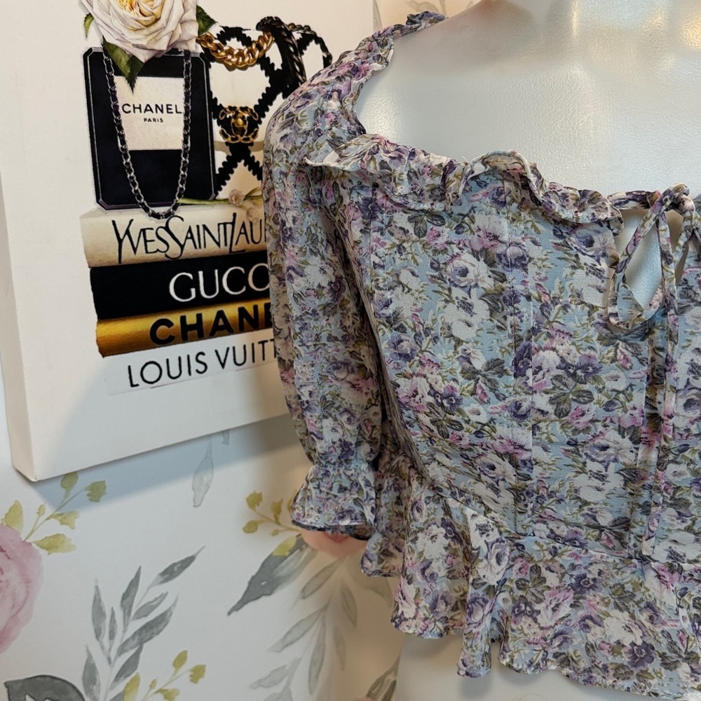 Astr Floral Ruffle Corset Blouse - Picture 5 of 5